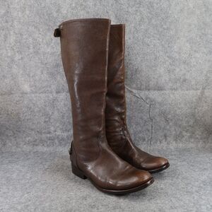 Frye Shoes Womens 6 Boots Riding Leather Tall Melissa Button Brown Fashion Zip